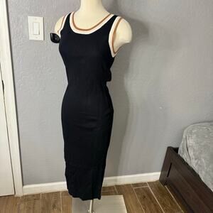 Mango Knitted dress with contrasting details, Black, 8